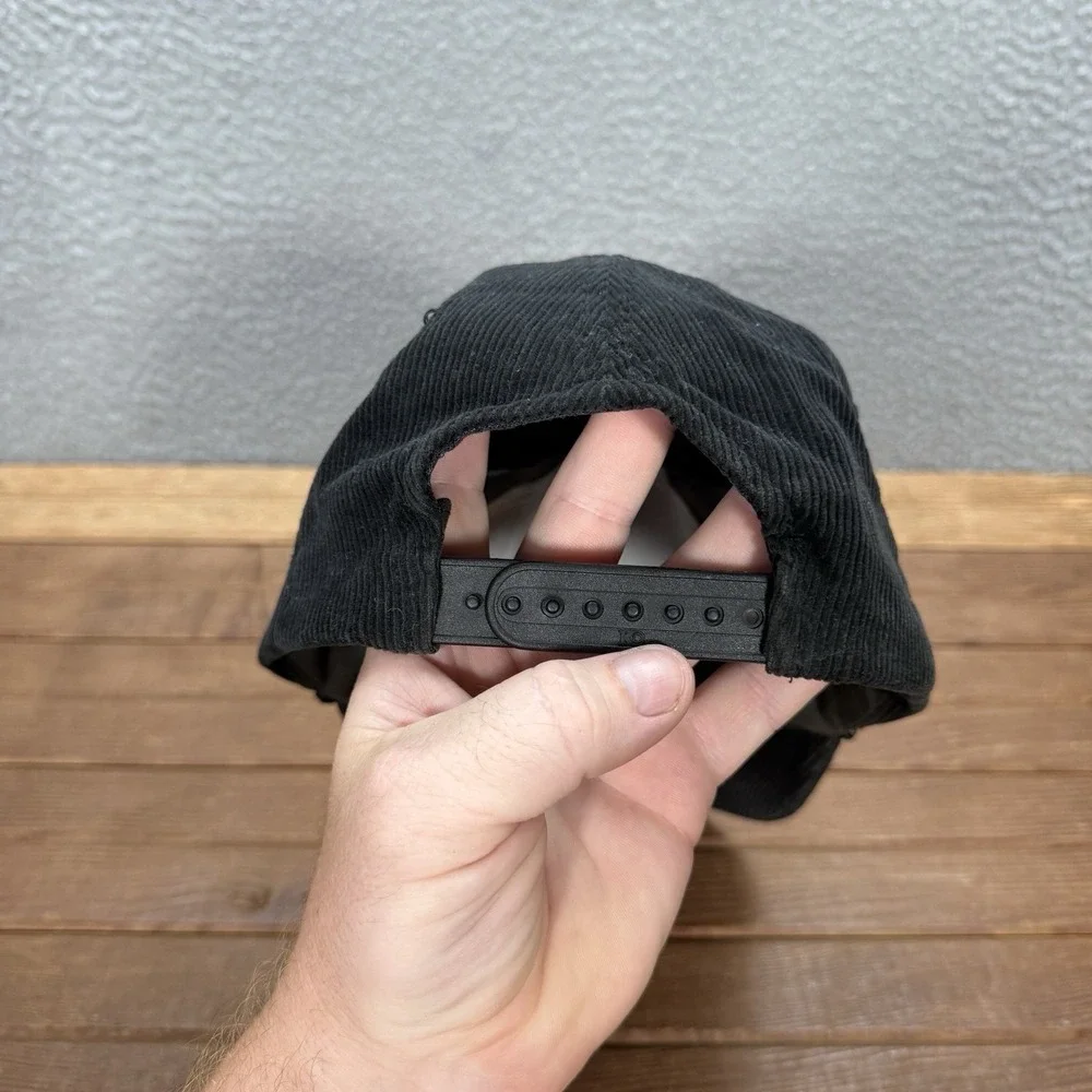 Vintage KC Hat Adult Black Corduroy Snapback Cap Grunge Trucker Faded 80s 90s